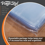 Vinyl Styl® 12 Inch Vinyl Record Outer Sleeve Polyethylene Resealable- 50 Count (Clear)