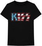 Kiss Distressed Americana Logo Black Unisex Short Sleeve