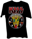 KISS Hotter Than Hell 1974  Back Cover Art Logo Black Unisex ShortSleeve T-shirt Large