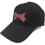 GHOST UNISEX BASEBALL CAP: RED LOGO/ SILVER LOGO